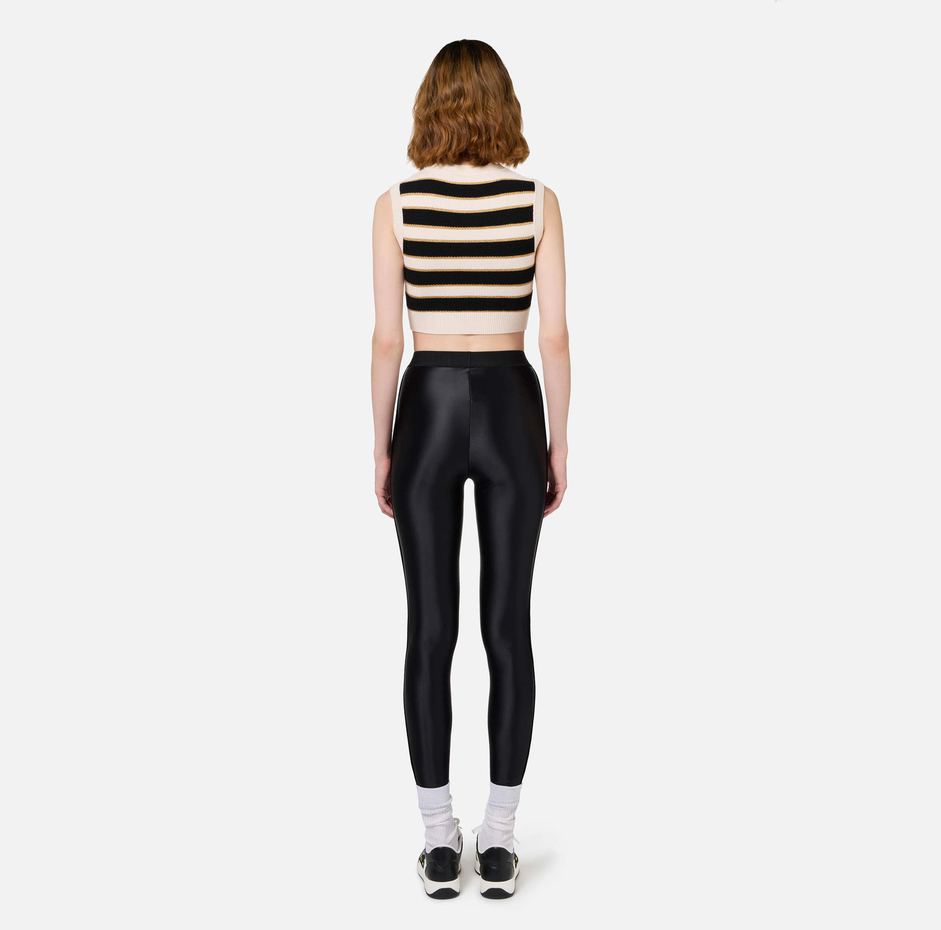 Top cropped in viscosa lurex a righe - Elisabetta Franchi® Outlet