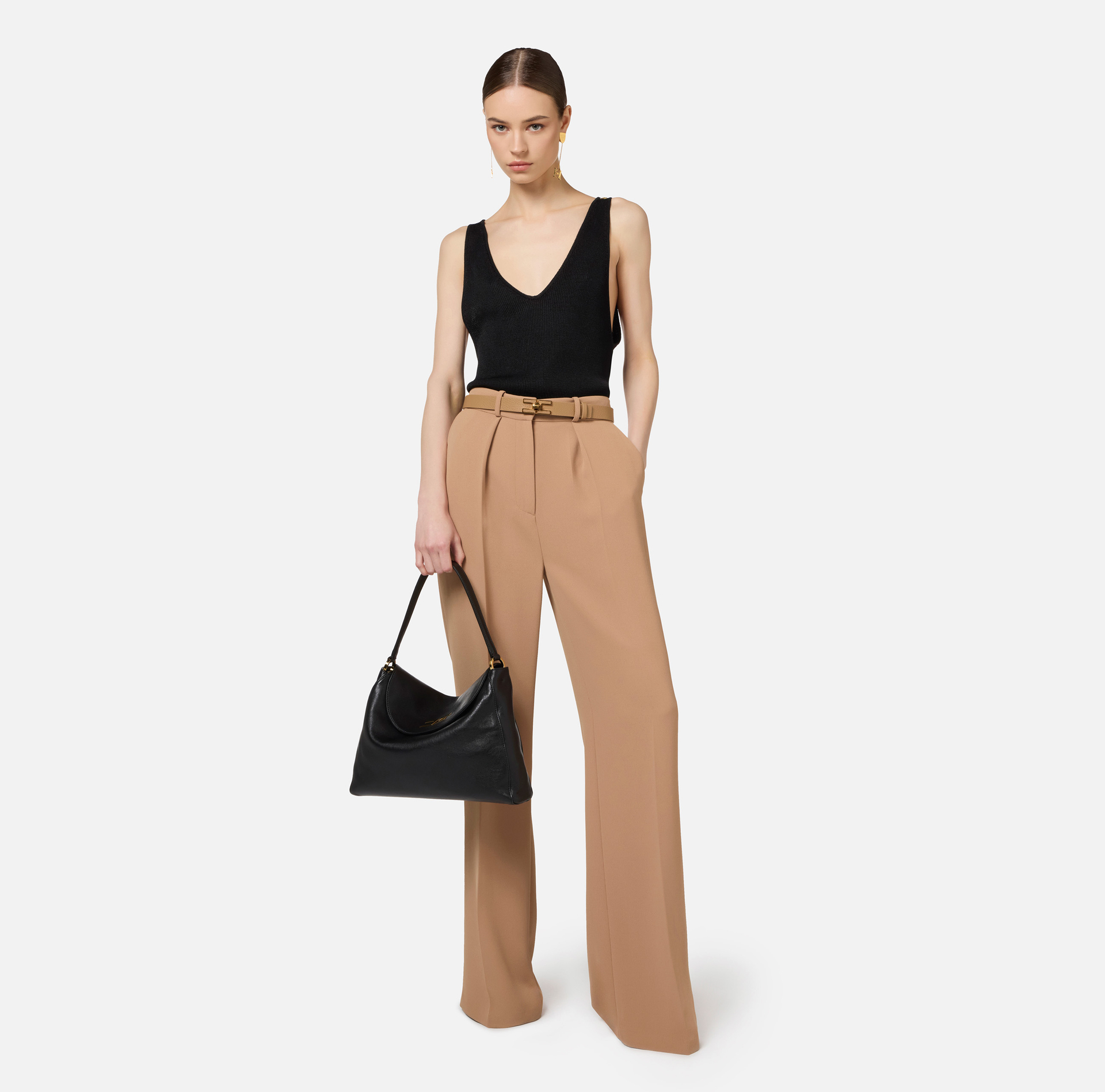 Top in pleated rib viscose fabric - Elisabetta Franchi® Outlet