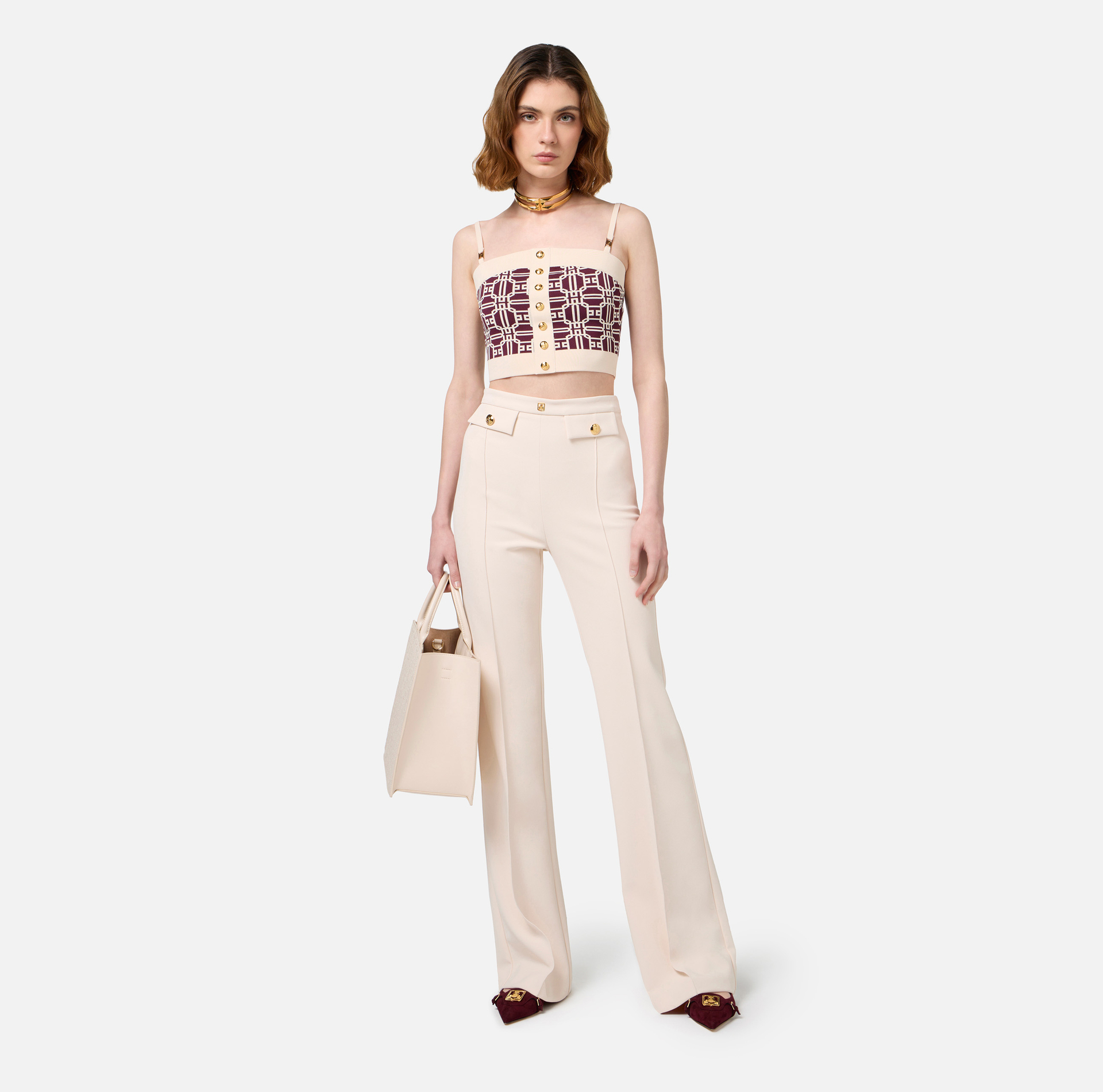 Jacquard logo top - Elisabetta Franchi® Outlet