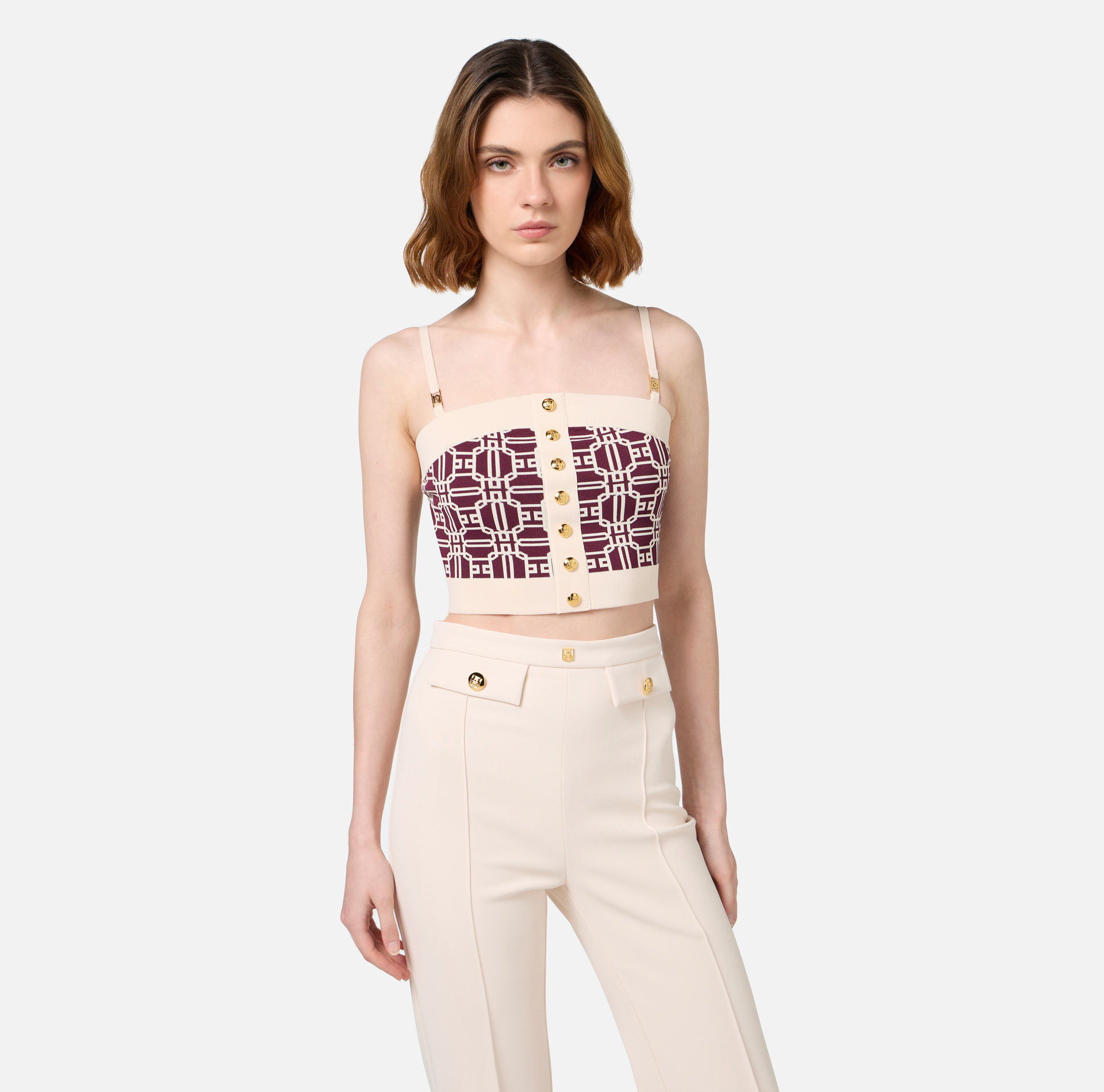 Jacquard logo top | Elisabetta Franchi® Outlet