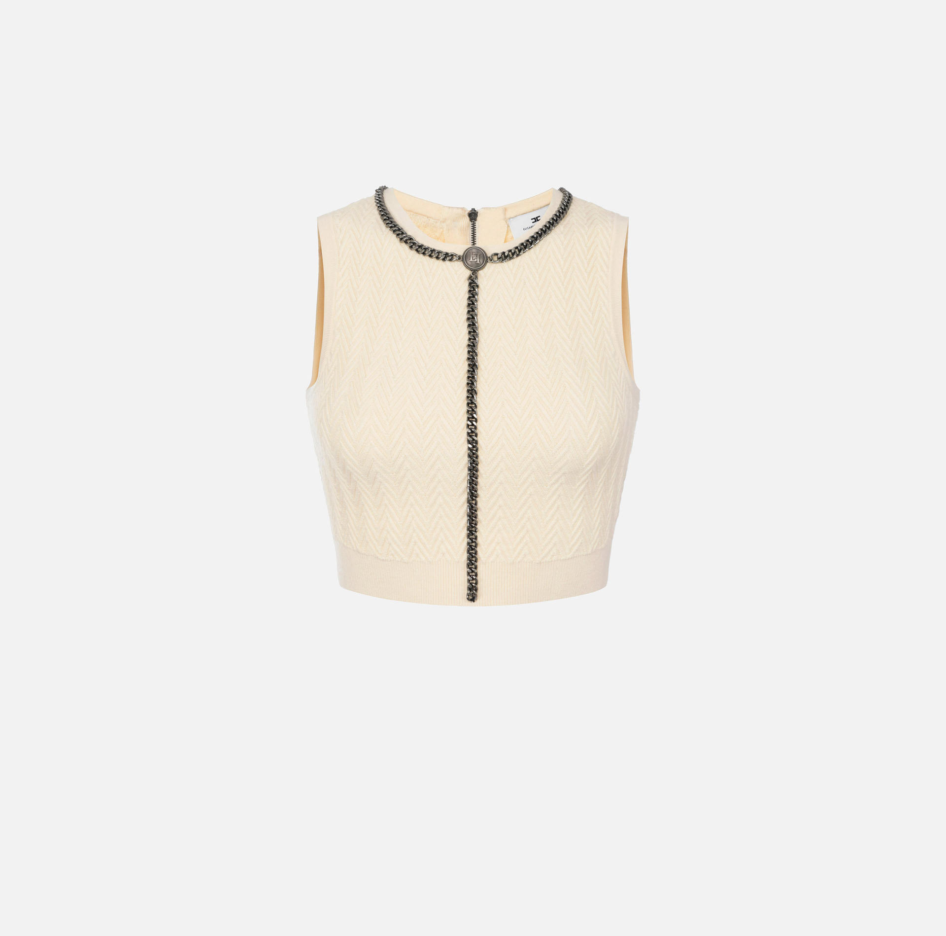 Top in viscose fabric with chain - Elisabetta Franchi® Outlet