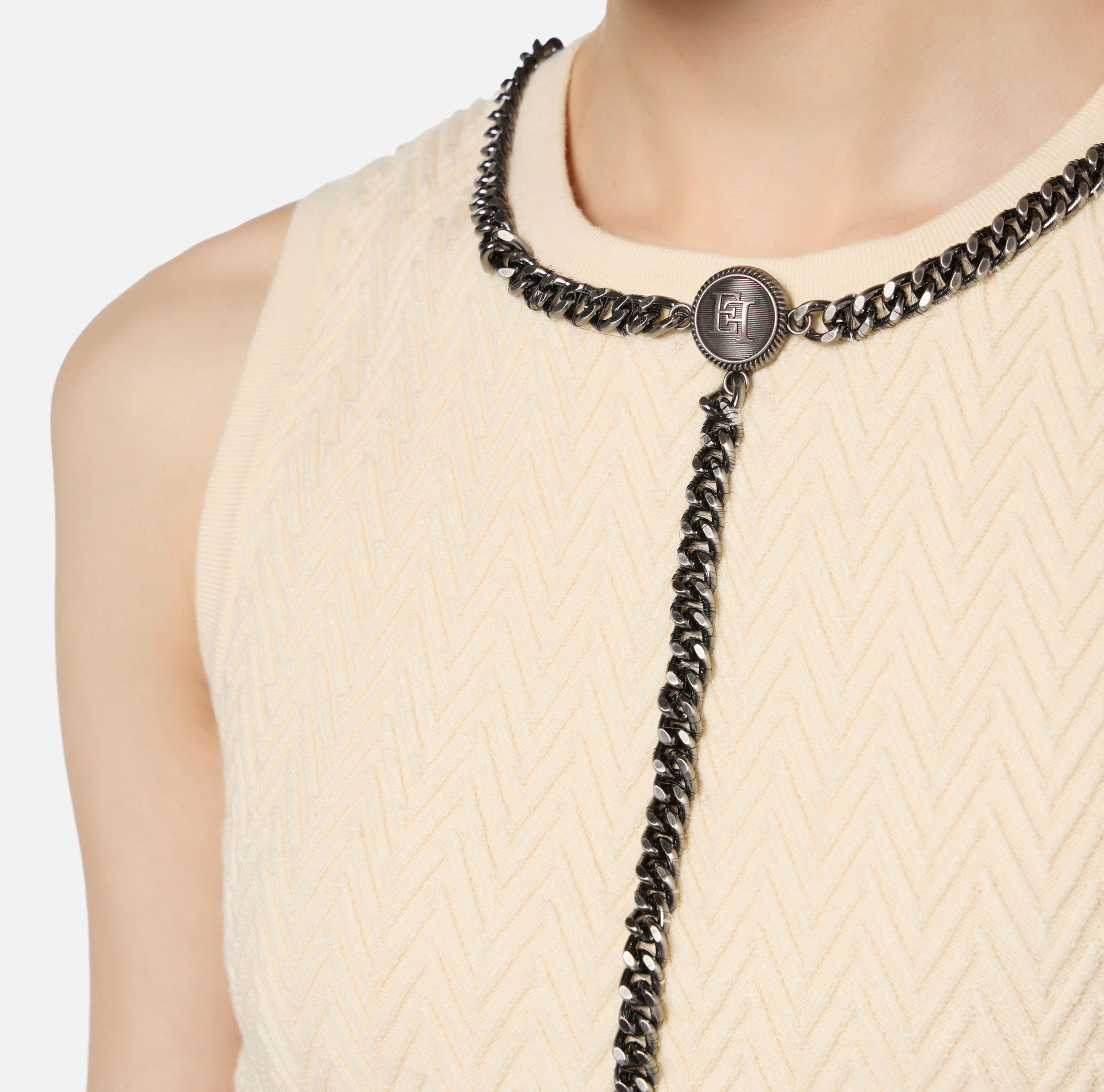 Top in viscose fabric with chain - Elisabetta Franchi® Outlet