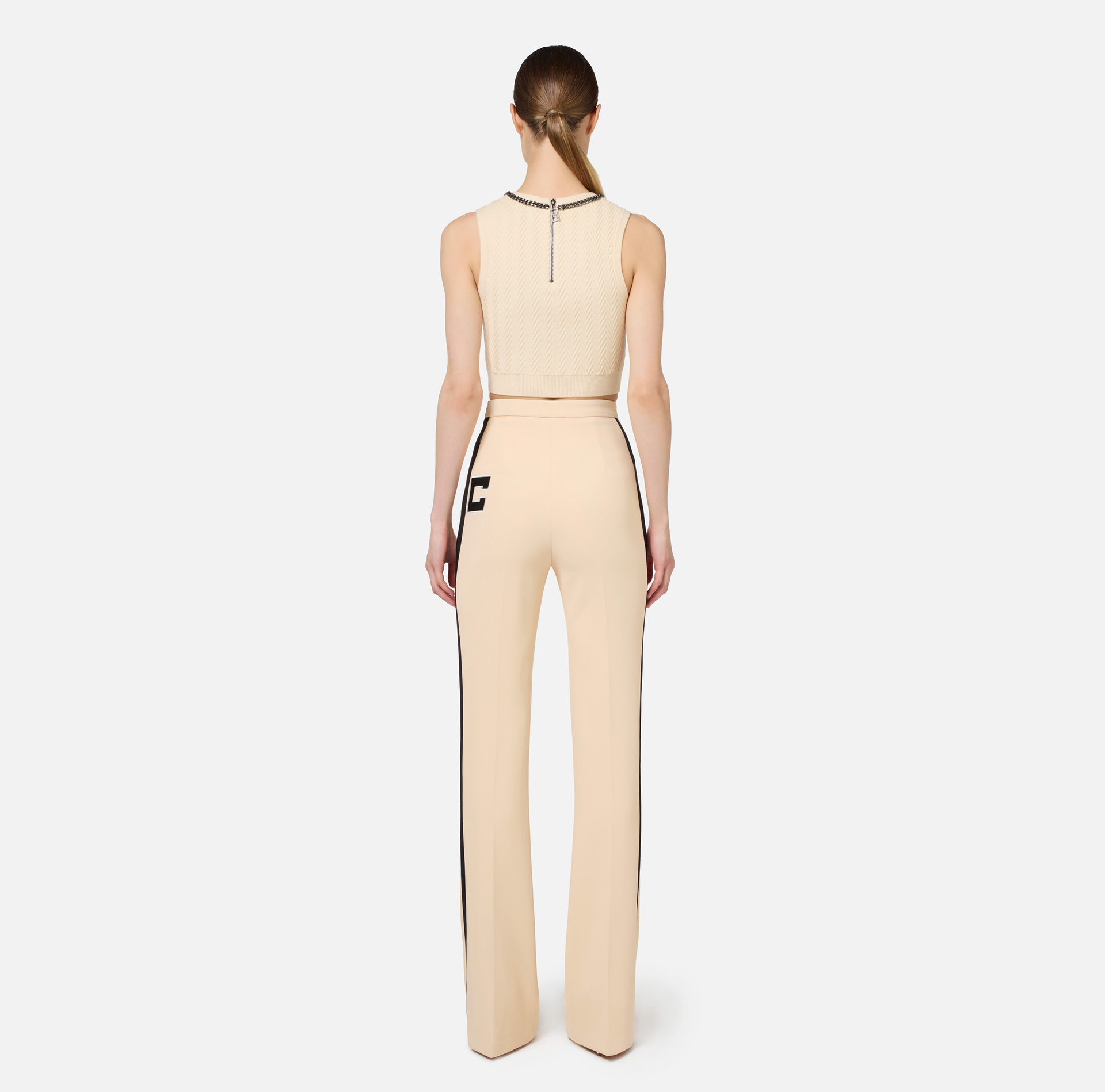 Top in viscose fabric with chain - Elisabetta Franchi® Outlet
