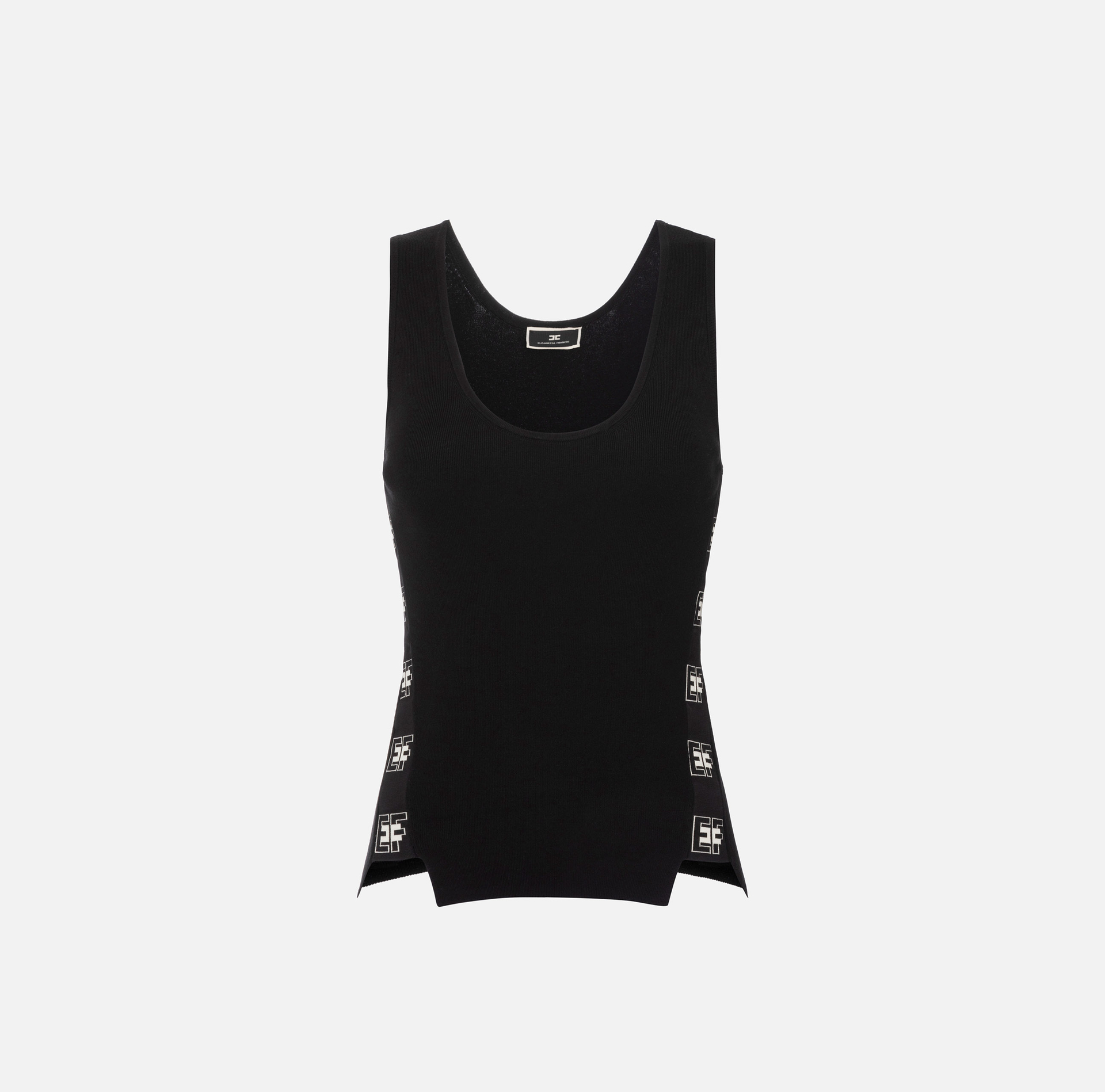 Viscose top with logoed bands - Elisabetta Franchi® Outlet