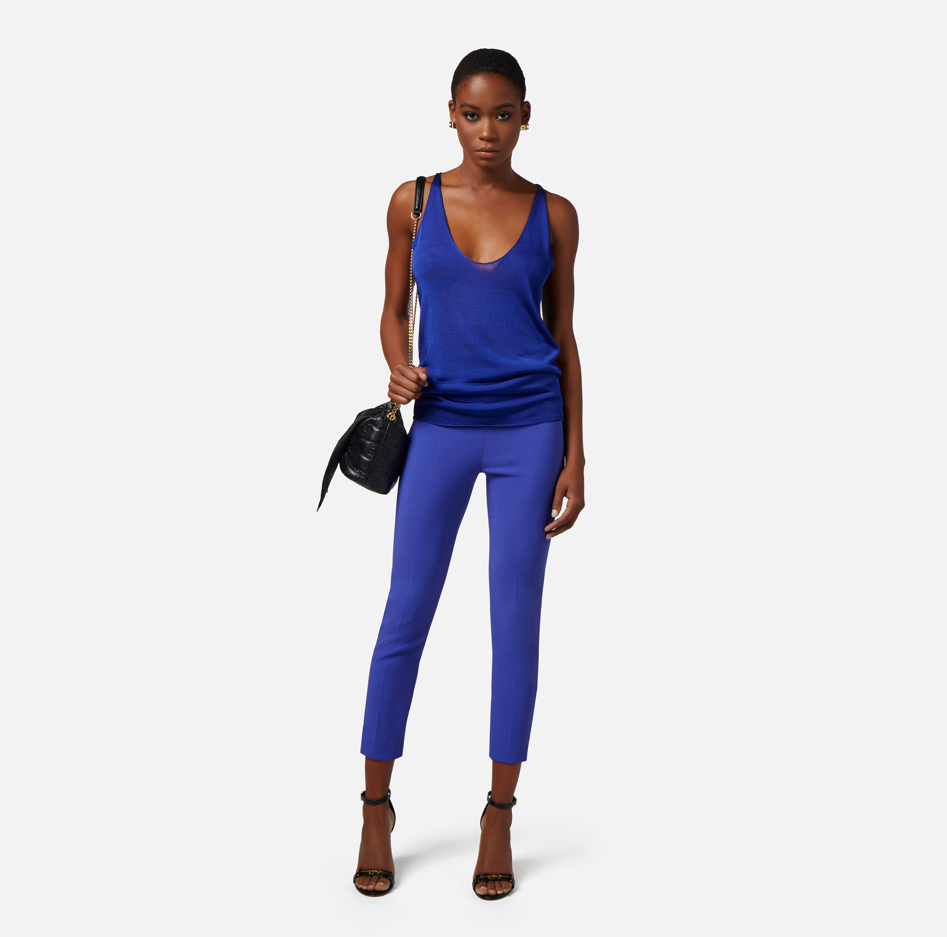 Shiny viscose top with halter neck - Elisabetta Franchi® Outlet