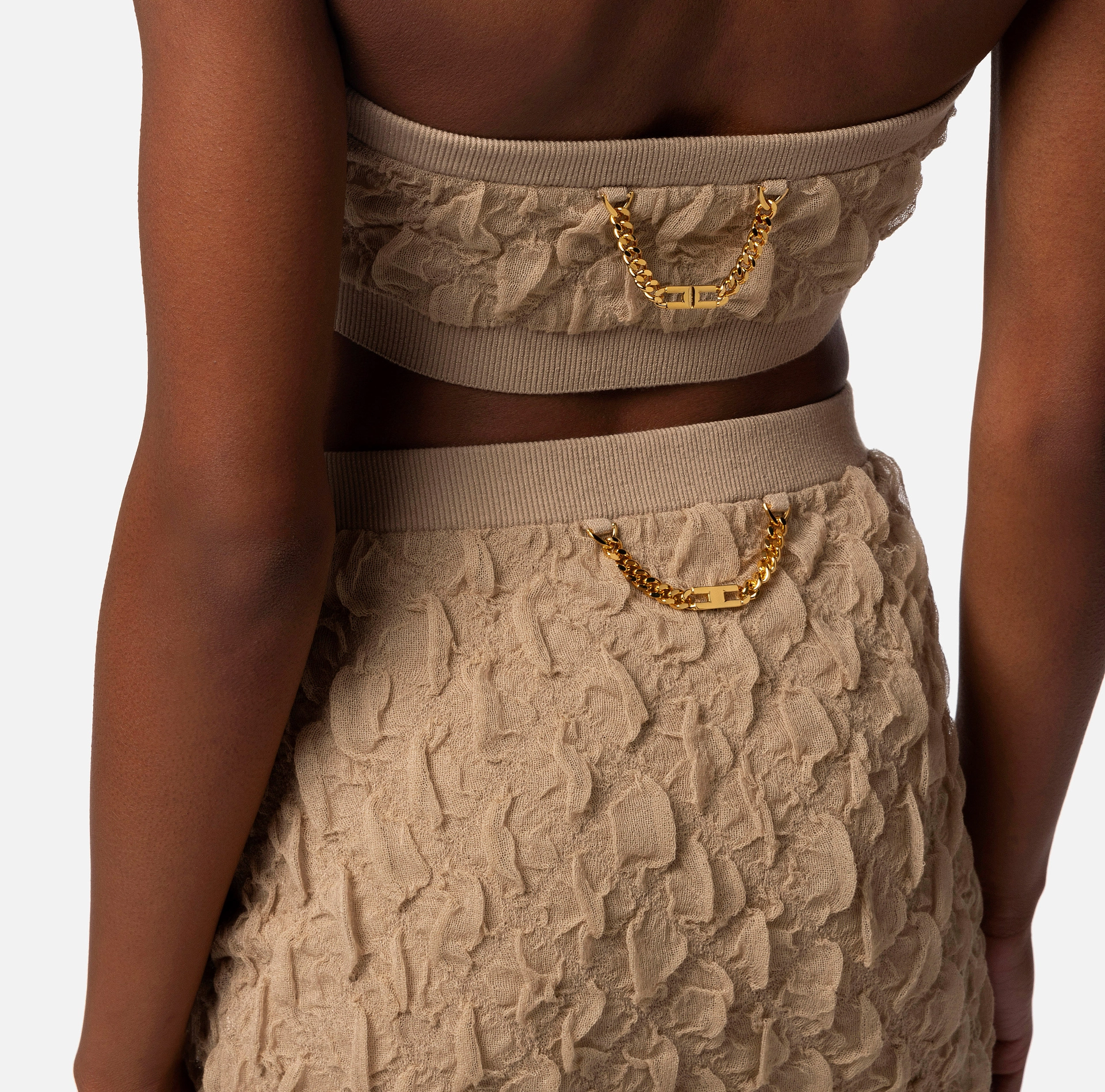 Embossed viscose bandeau top - Elisabetta Franchi® Outlet