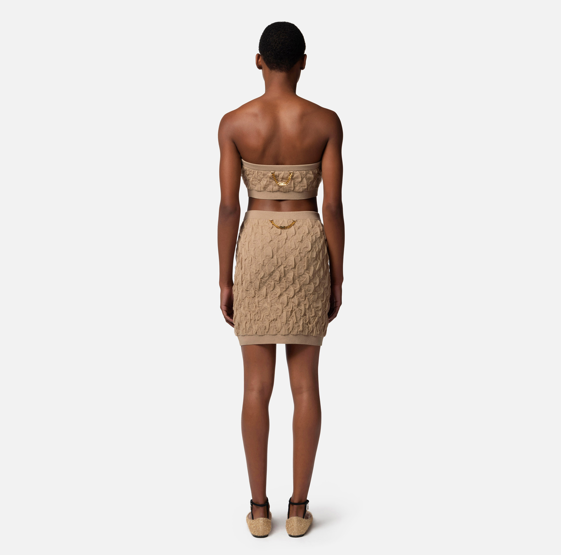 Embossed viscose bandeau top - Elisabetta Franchi® Outlet