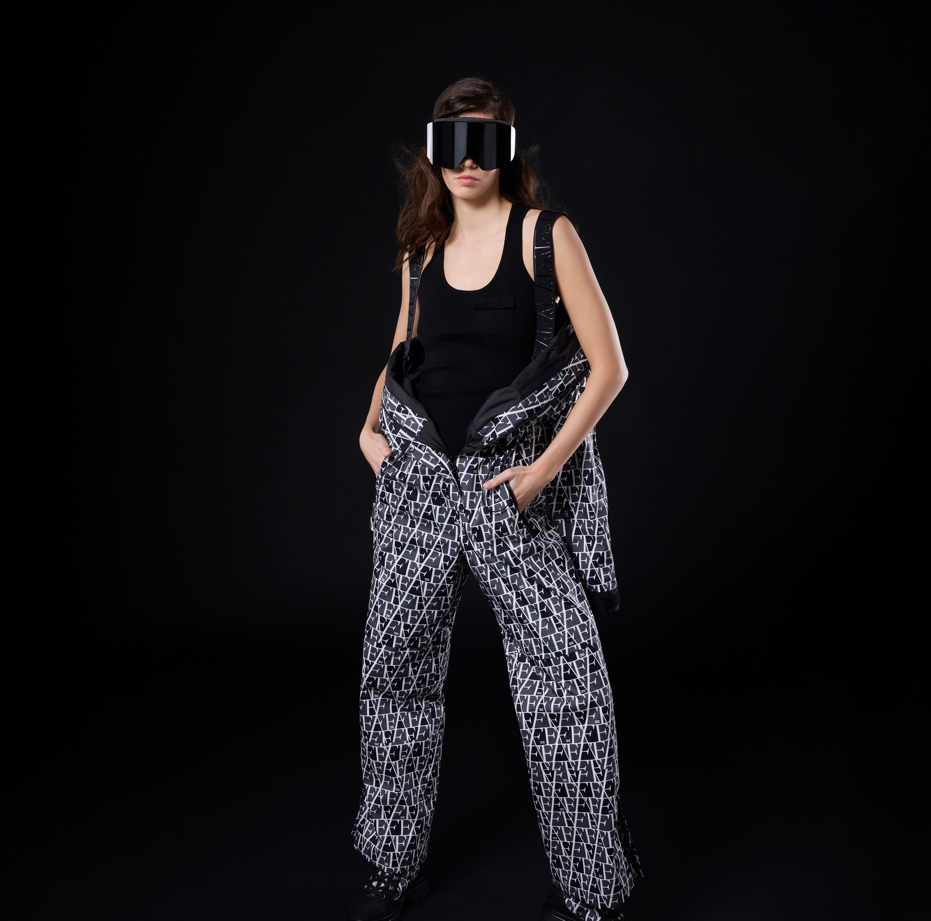 Combinaison en tissu technique avec imprimé lettrage | Elisabetta Franchi® Outlet