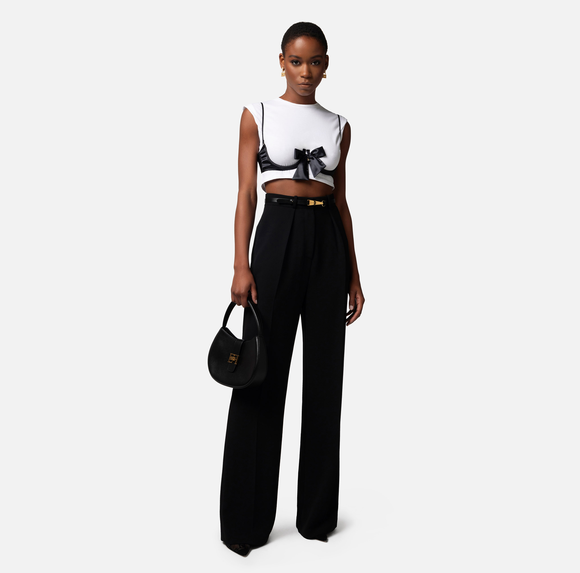 Cotton T-shirt with bra accessory - Elisabetta Franchi® Outlet