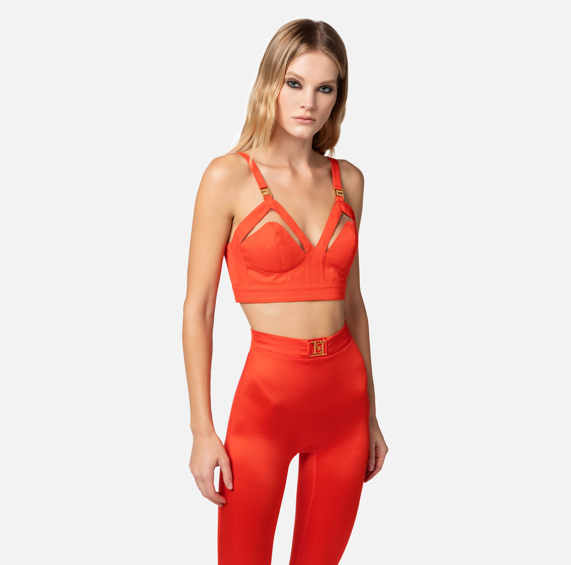 Top corsé de algodón con cut-out - Elisabetta Franchi® Outlet