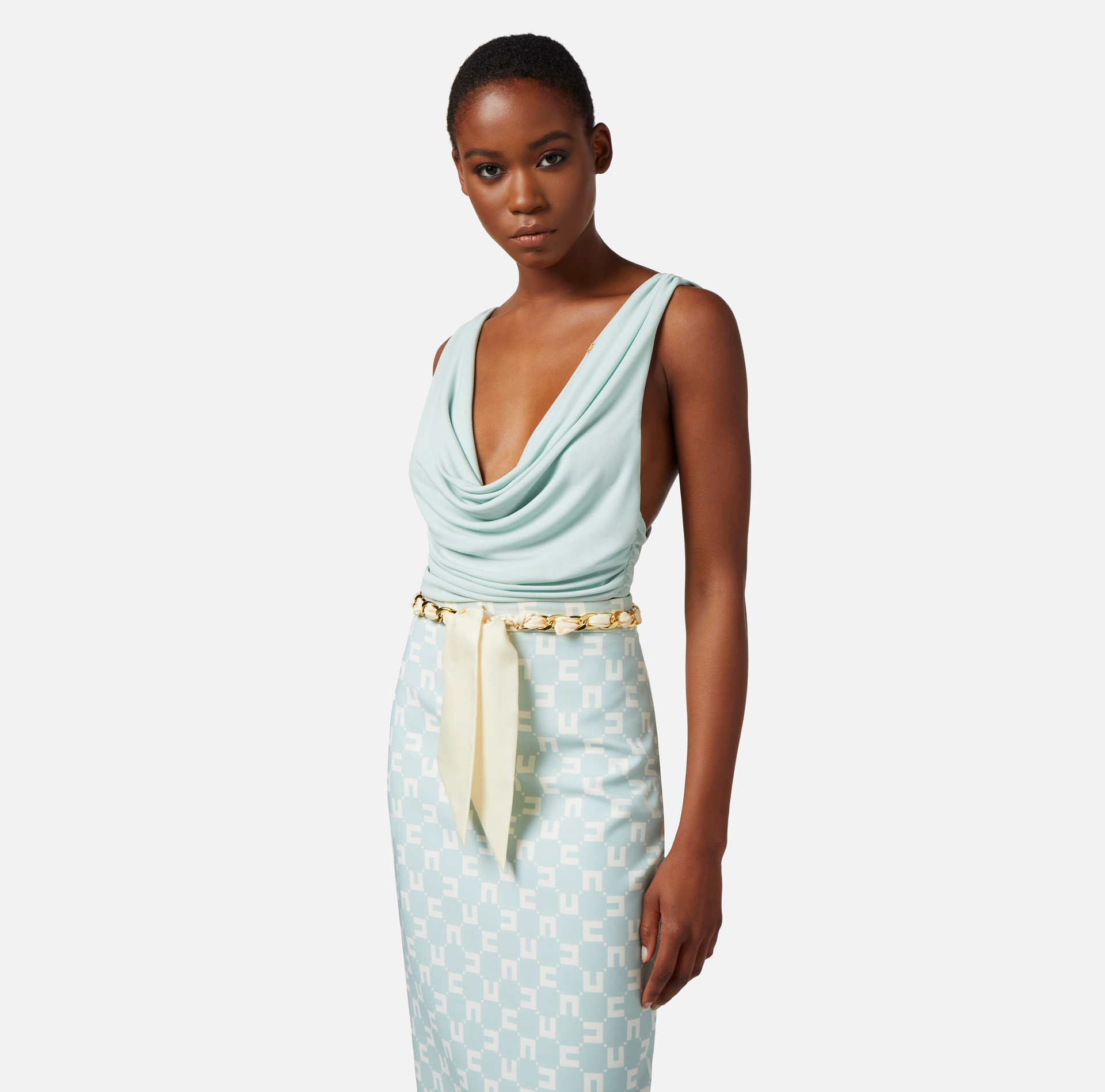 Draped top in jersey fabric - Elisabetta Franchi® Outlet