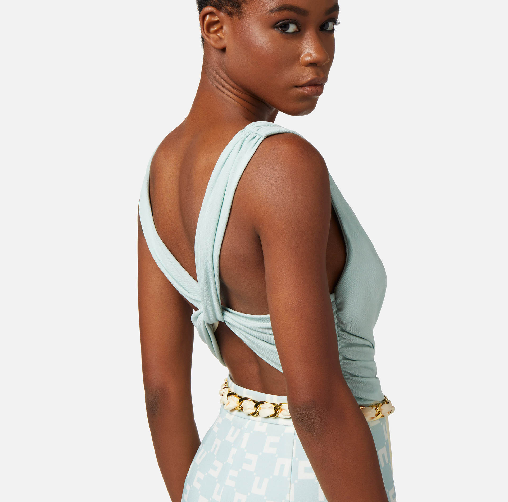 Draped top in jersey fabric - Elisabetta Franchi® Outlet