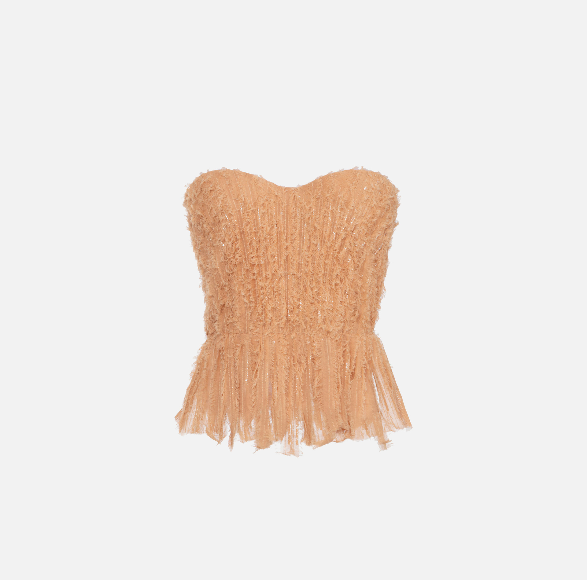 Bustier top in frayed organza - Elisabetta Franchi® Outlet