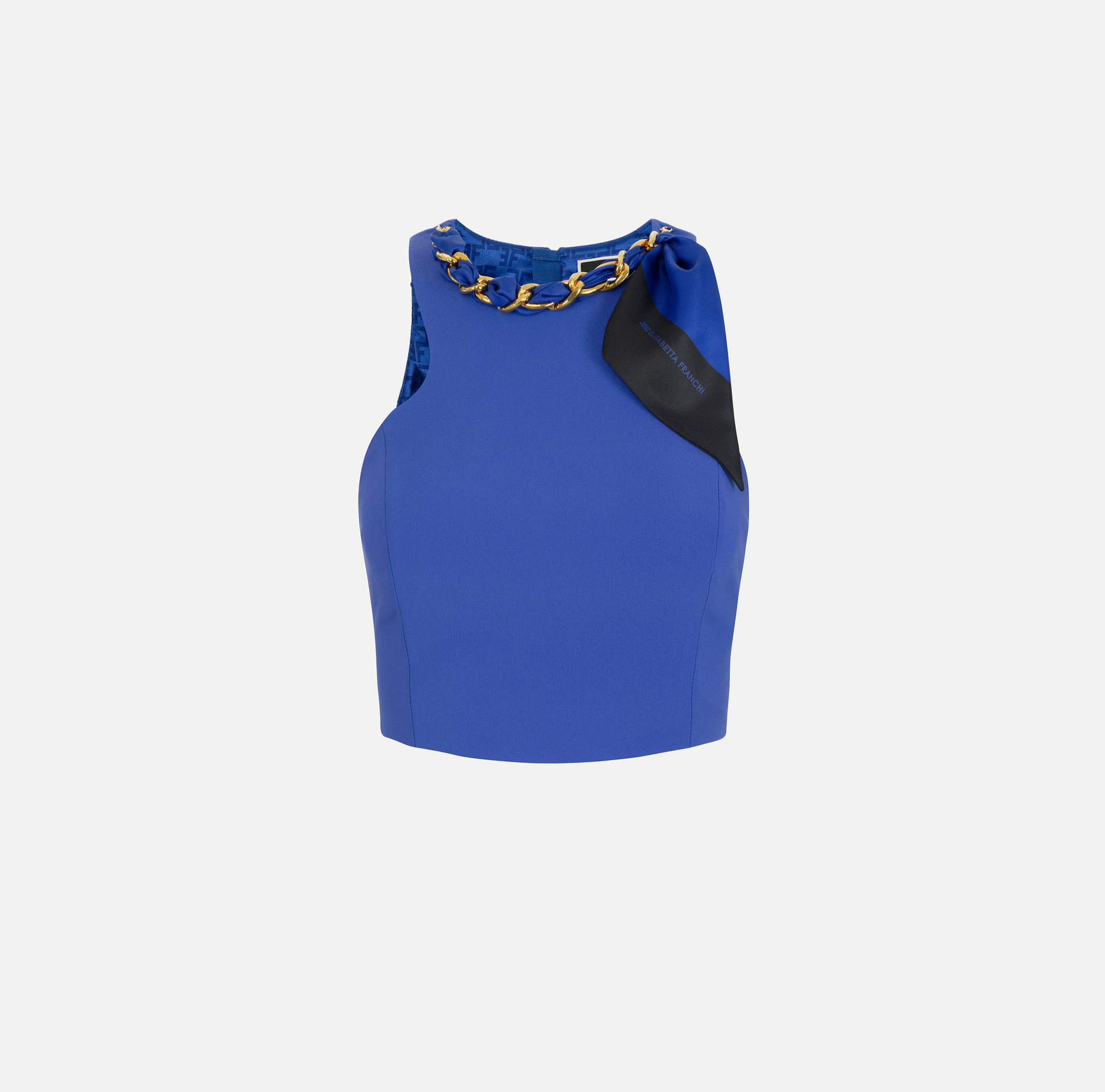 Top de crepé elástico con cadena fular - Elisabetta Franchi® Outlet