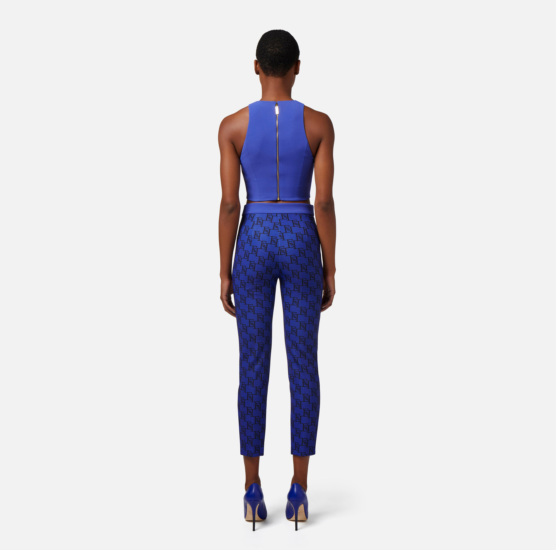 Top in crêpe stretch con catena foulard - Elisabetta Franchi® Outlet