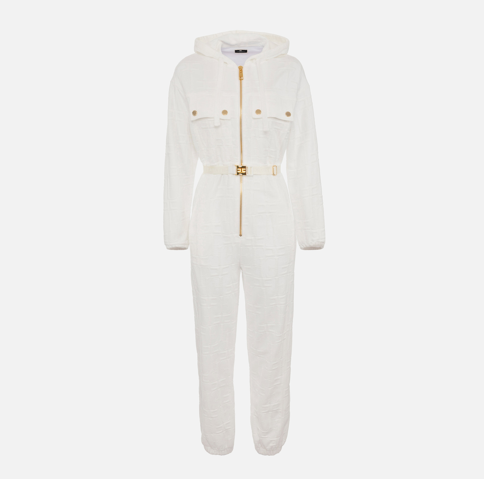 Tuta in felpa jacquard con cappuccio - Elisabetta Franchi® Outlet