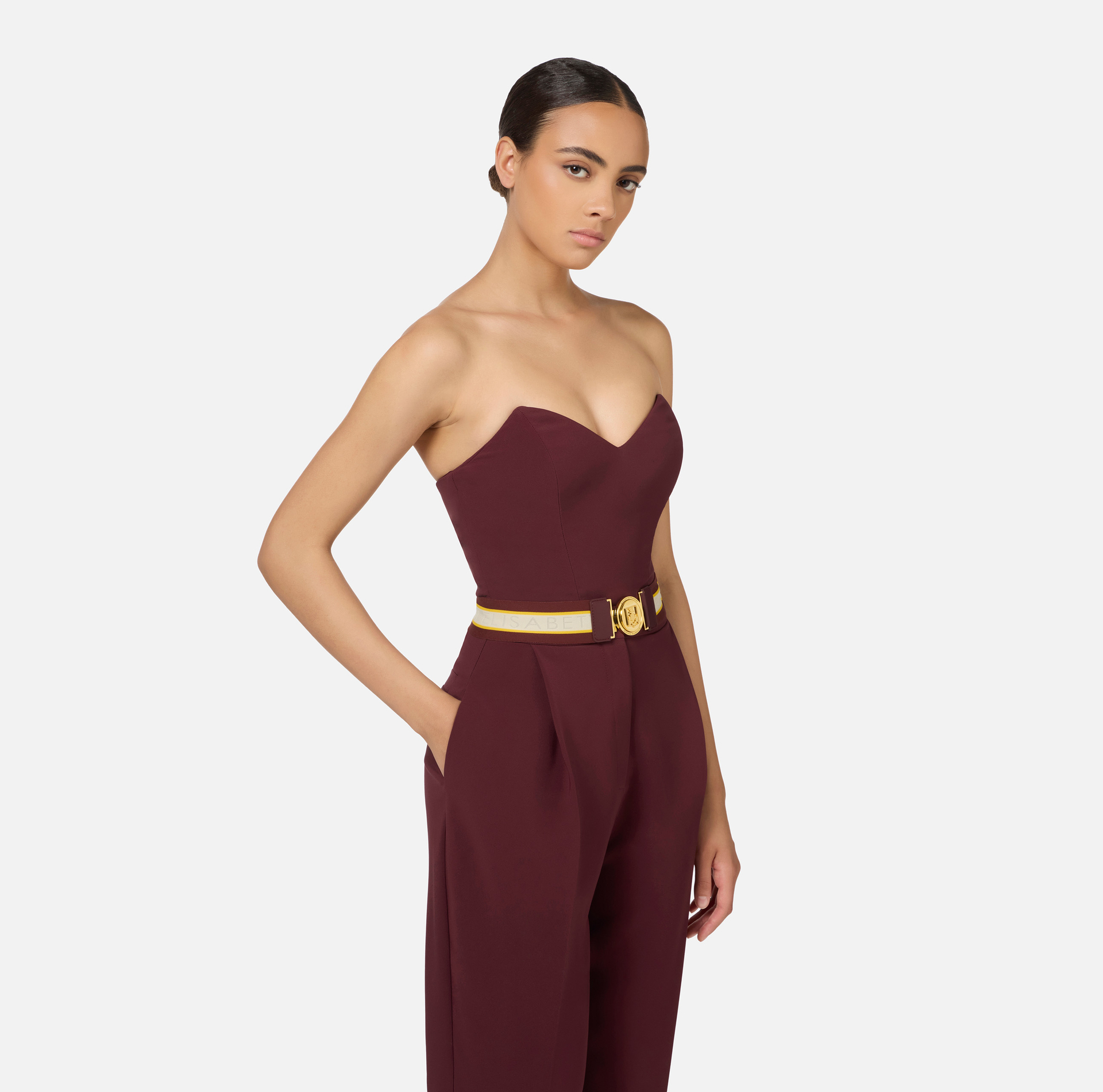 Combinaison en crêpe stretch avec top bustier | Elisabetta Franchi® Outlet