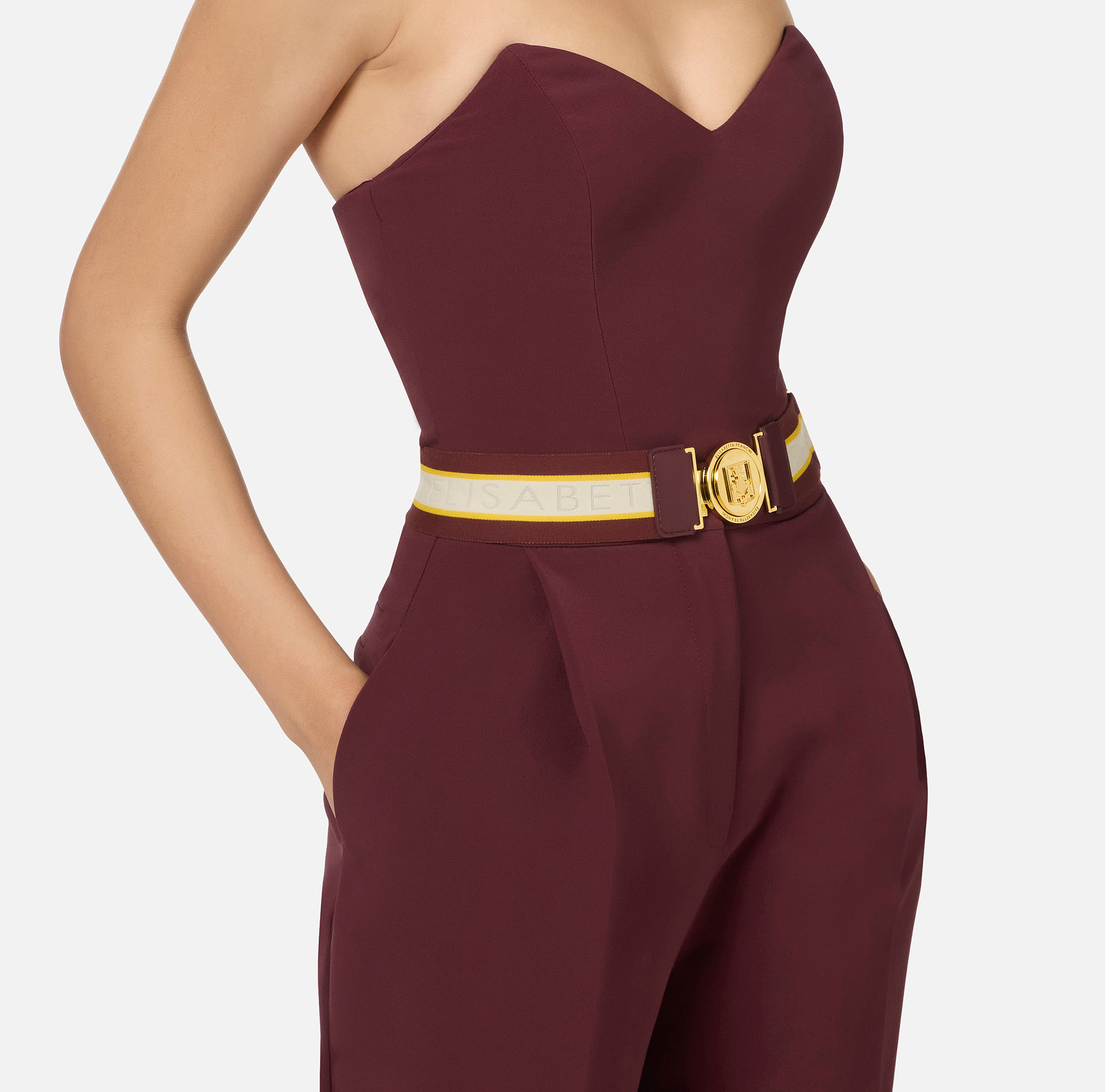 Combinaison en crêpe stretch avec top bustier - Elisabetta Franchi® Outlet