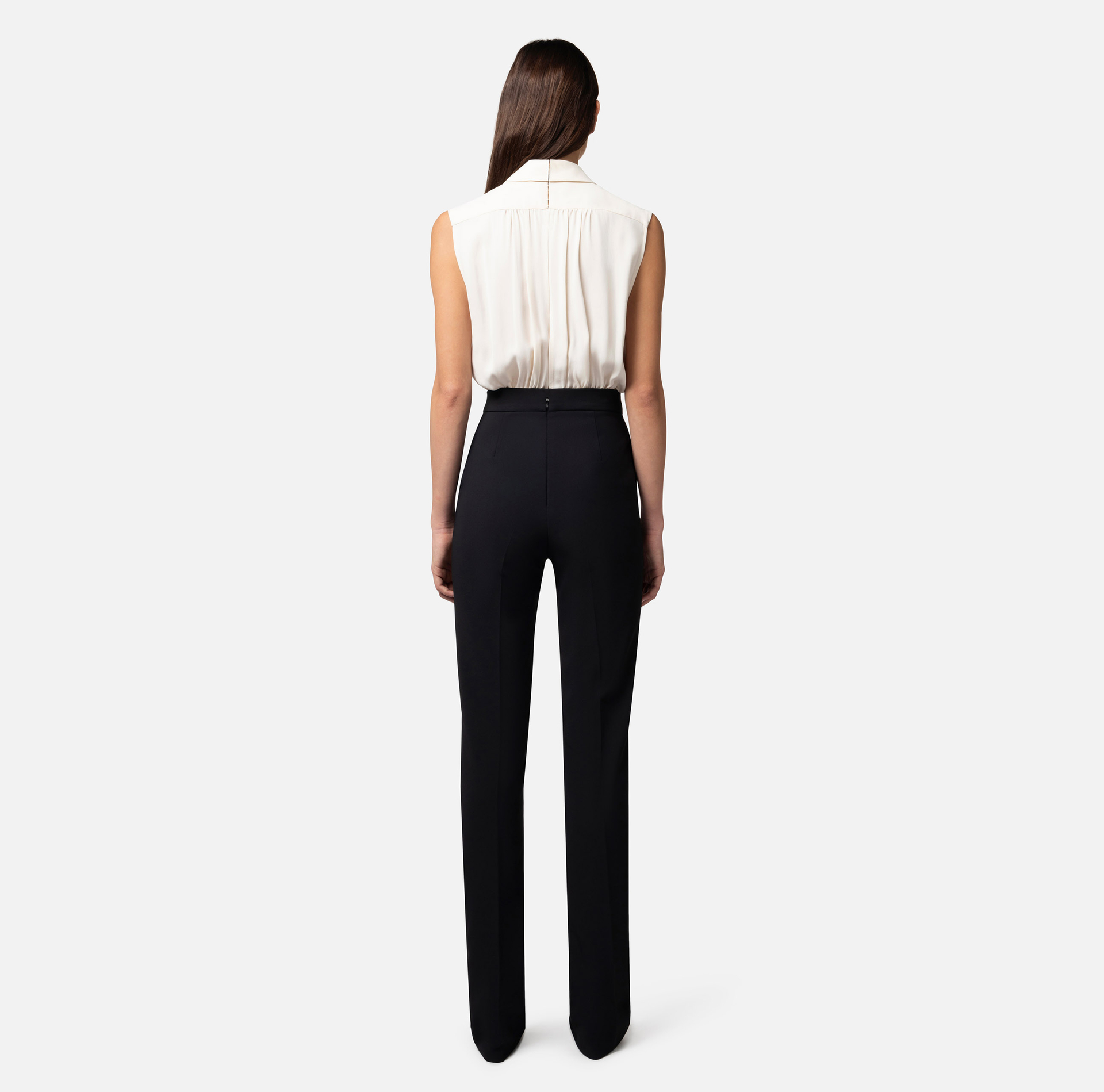 Crêpe and viscose combined jumpsuit with tie - Elisabetta Franchi® Outlet