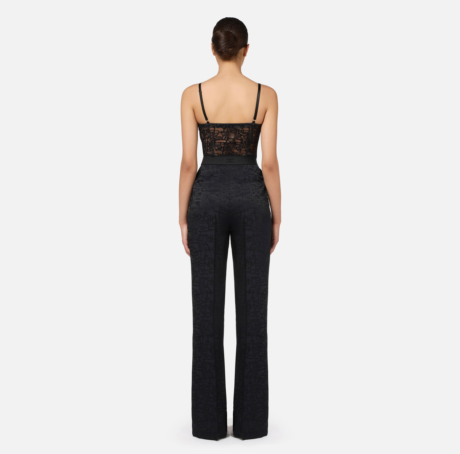 Combinaison assortie en crêpe jacquard lettres - Elisabetta Franchi® Outlet