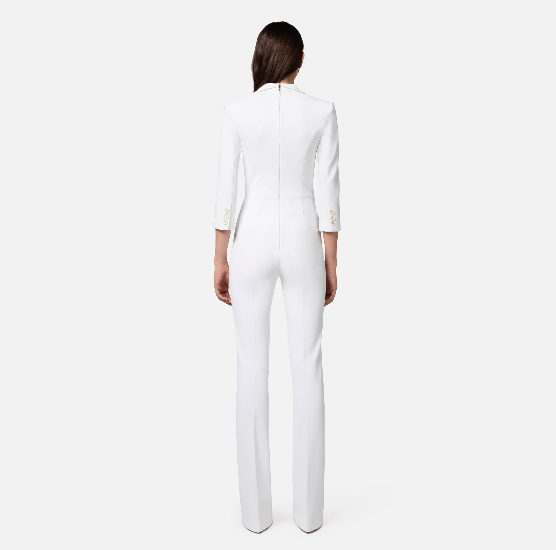 Double layer crêpe double-breasted jumpsuit - Elisabetta Franchi® Outlet
