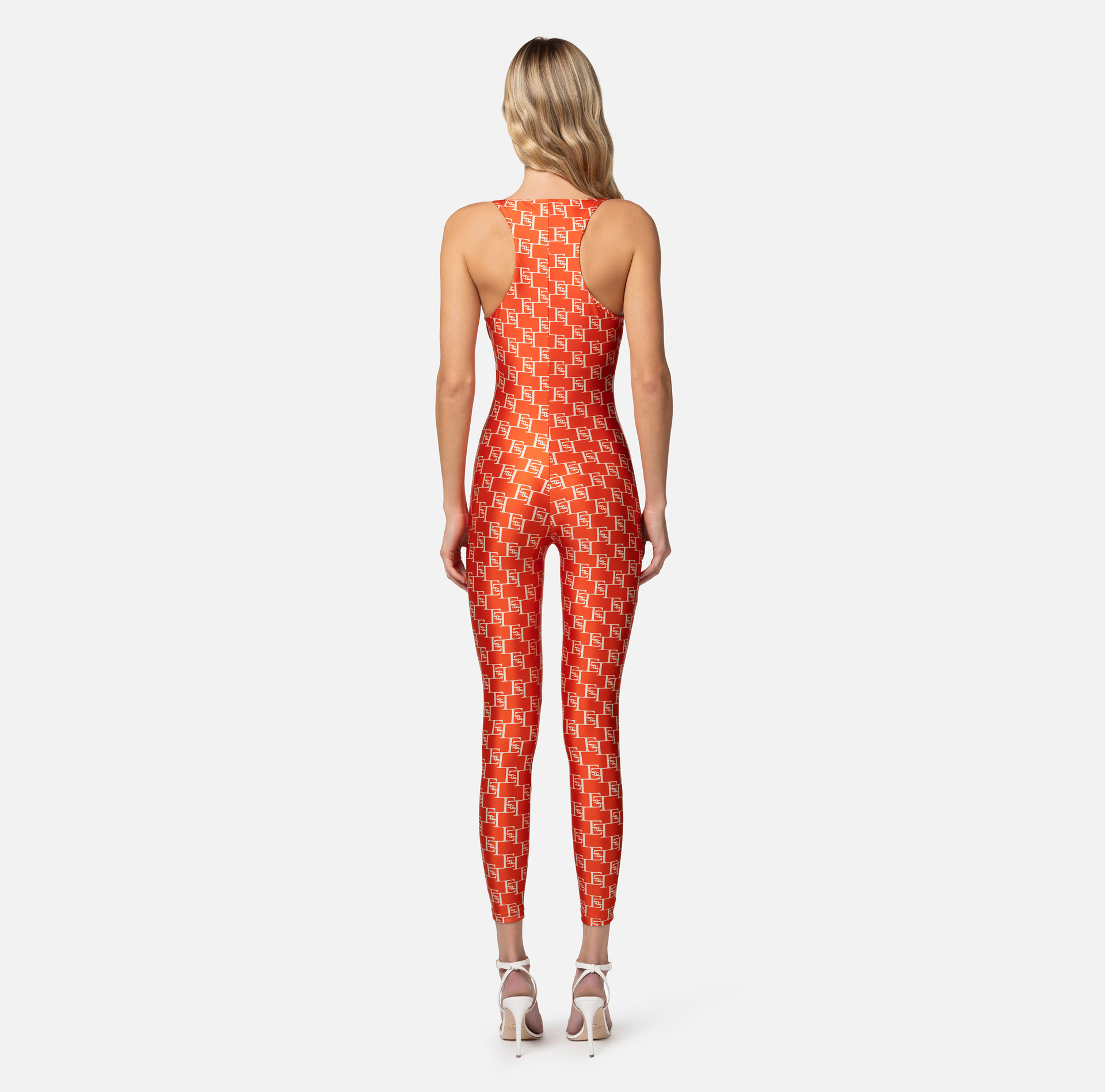Combinaison en lycra avec imprimé logo - Elisabetta Franchi® Outlet