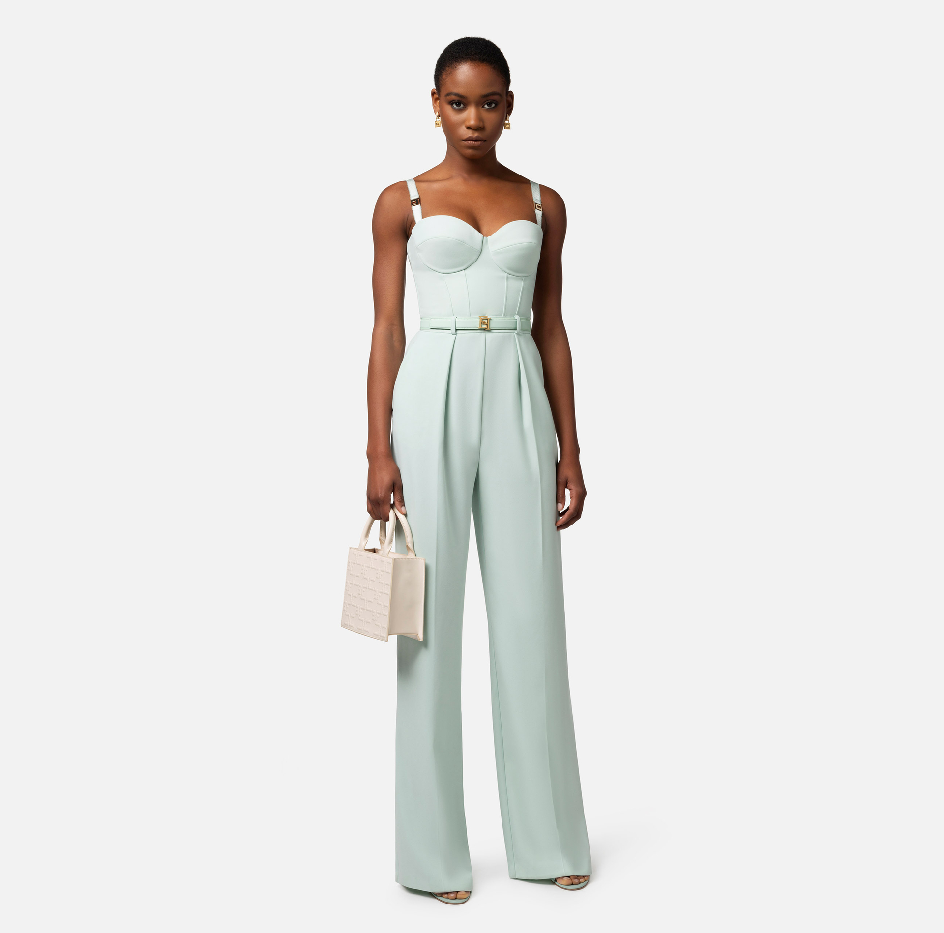 Jumpsuit in crêpe fabric with bustier top - Elisabetta Franchi® Outlet