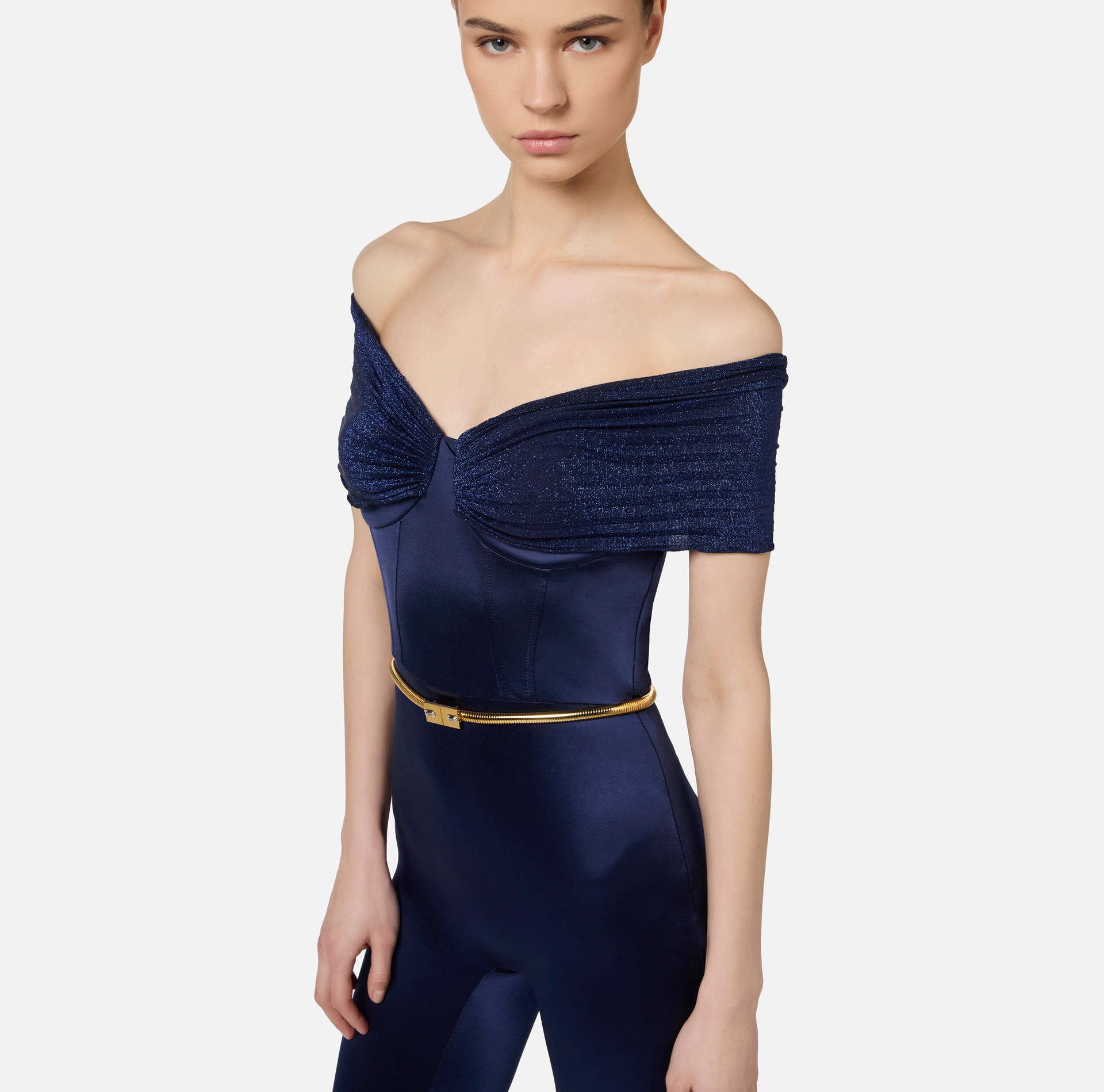 Combinaison bustier en lycra avec ceinture - Elisabetta Franchi® Outlet