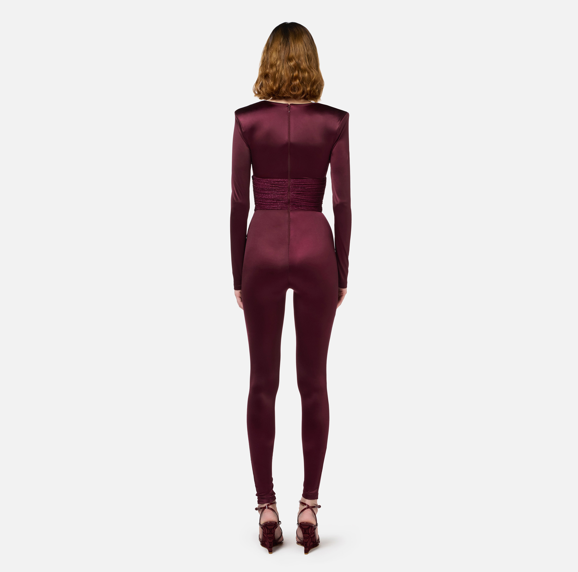 Combinaison en lycra brillant avec inserts plissés - Elisabetta Franchi® Outlet