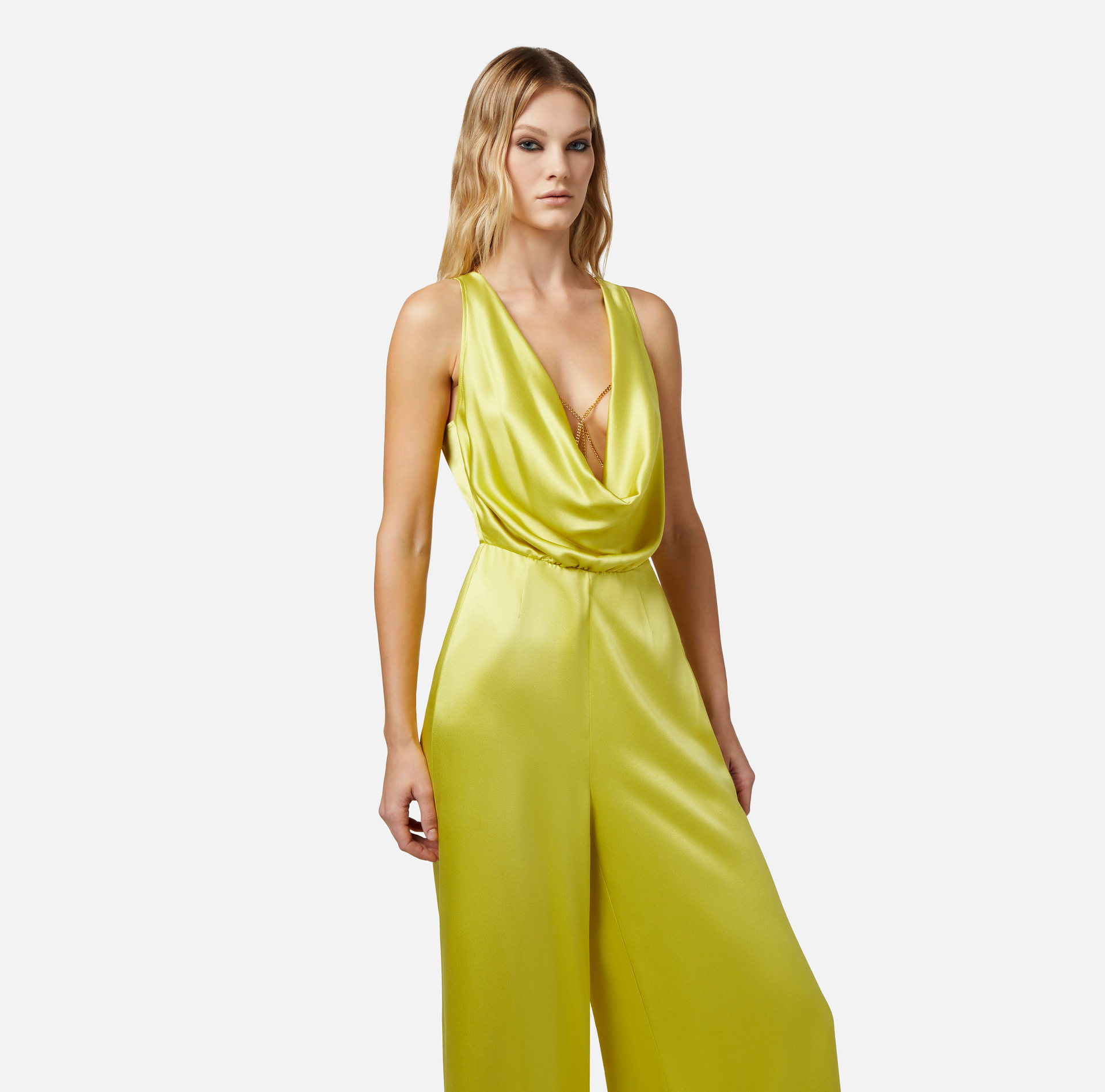 Flowing crêpe jumpsuit with bra accessory - Elisabetta Franchi® Outlet
