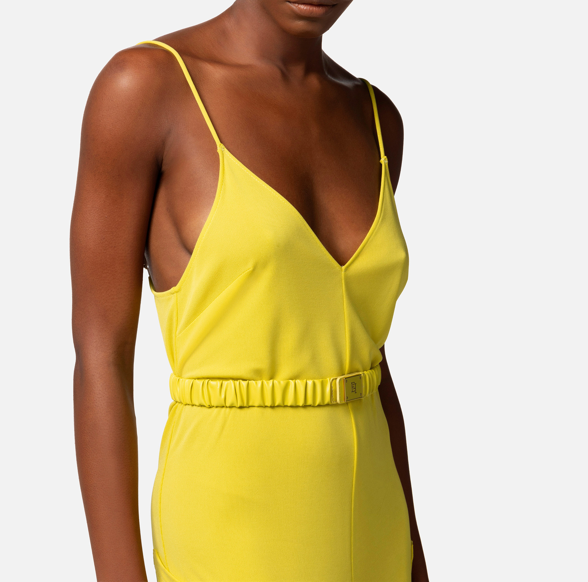 Large combinaison en jersey avec ceinture et boucle logotée - Elisabetta Franchi® Outlet