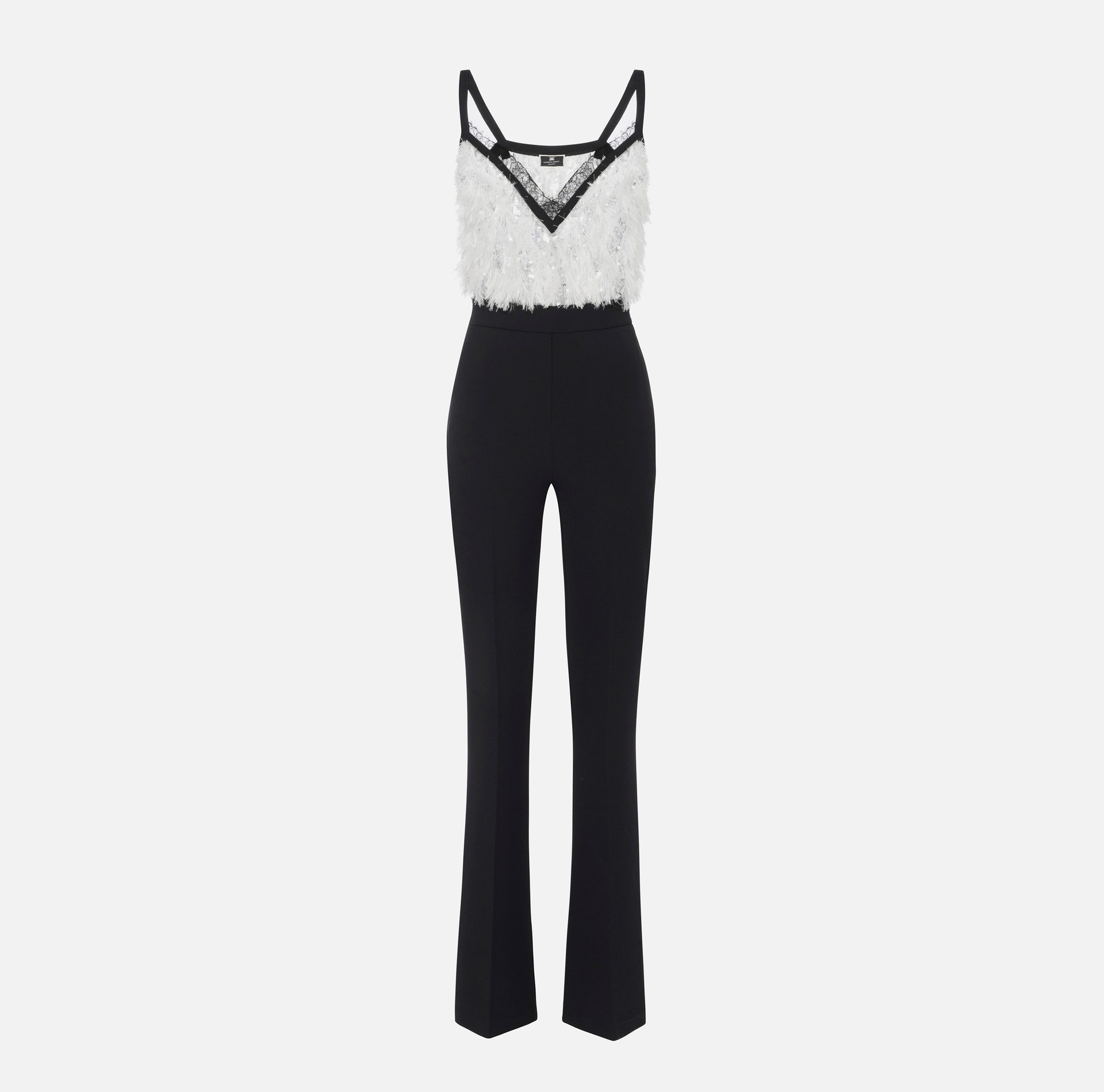 Jumpsuit in crêpe fabric with embroidered top - Elisabetta Franchi® Outlet