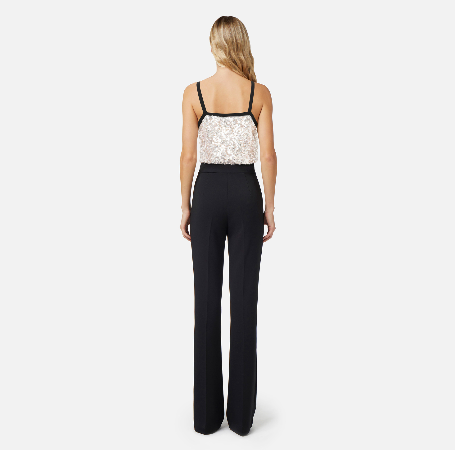 Jumpsuit in crêpe fabric with embroidered top - Elisabetta Franchi® Outlet