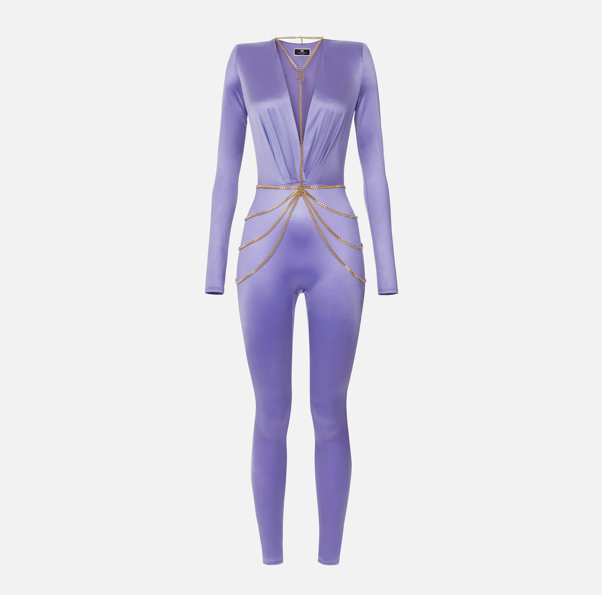 Jumpsuit aus Lycra mit Body-Kette - Elisabetta Franchi® Outlet