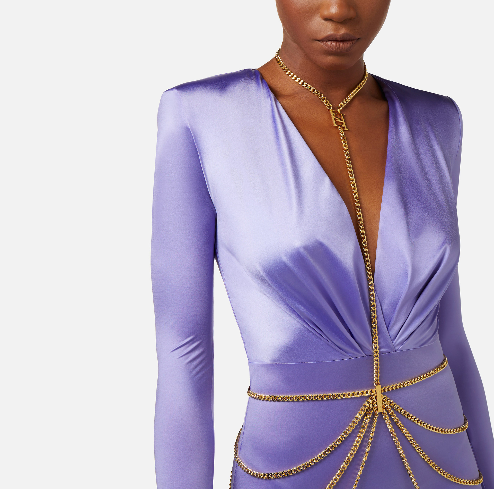 Jumpsuit aus Lycra mit Body-Kette - Elisabetta Franchi® Outlet