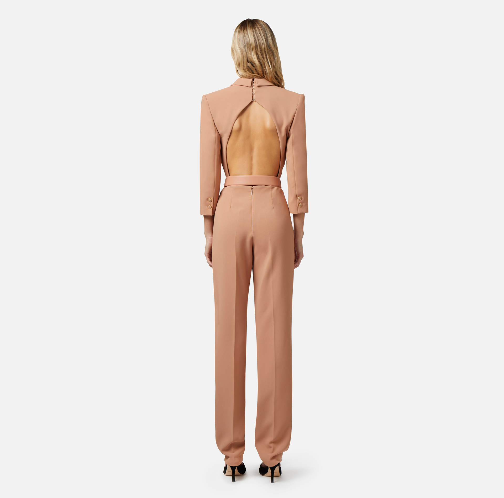Tuta in crêpe con cut out posteriore - Elisabetta Franchi® Outlet