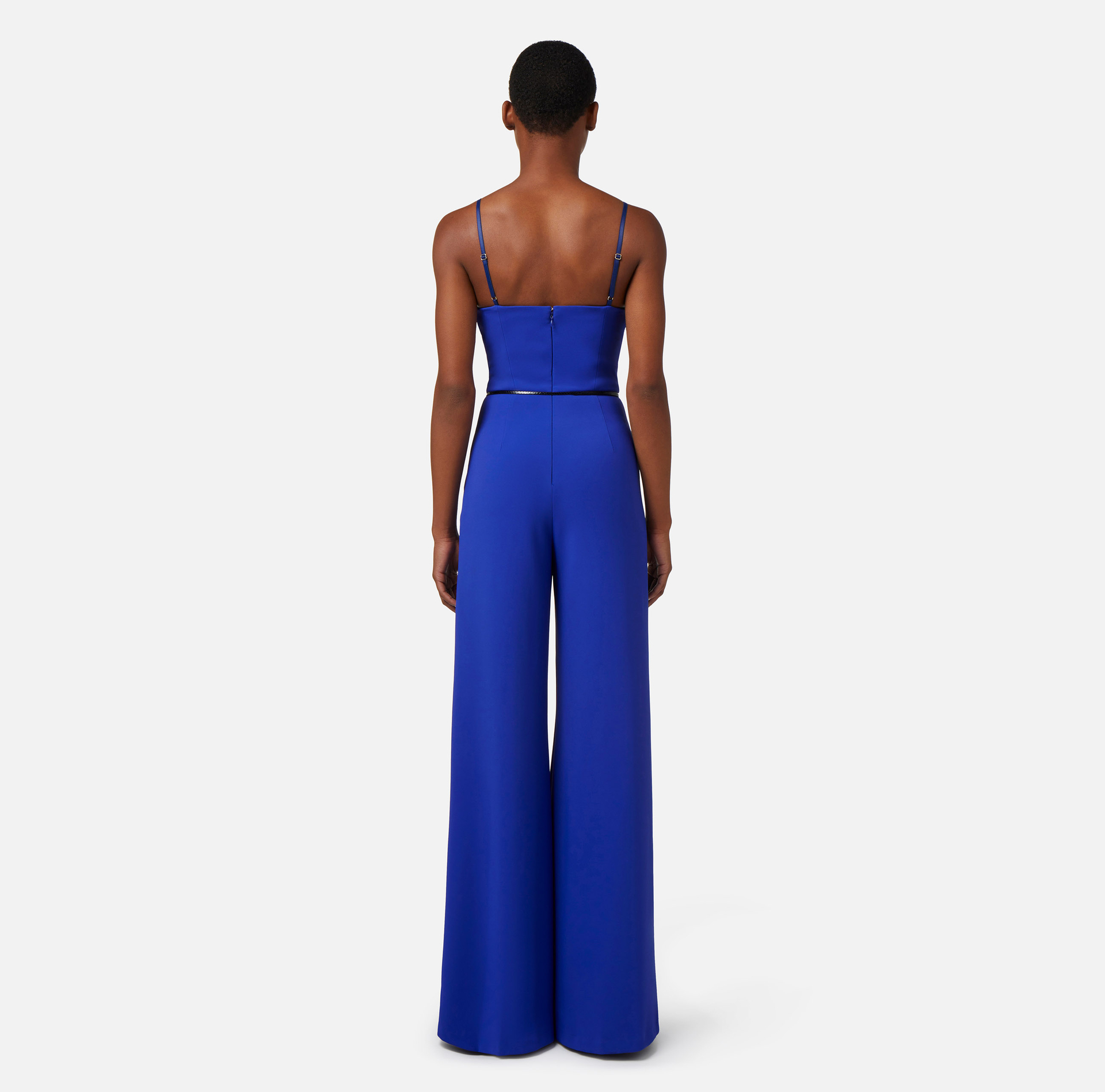 Jumpsuit in crêpe fabric with satin bow - Elisabetta Franchi® Outlet