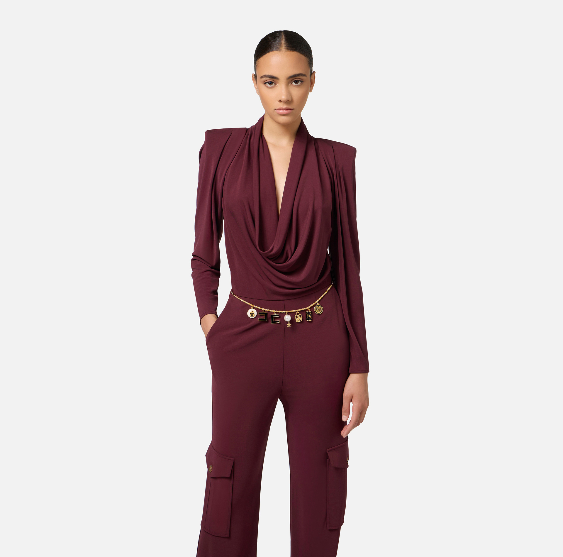 Combinaison en jersey avec ceinture breloques - Elisabetta Franchi® Outlet