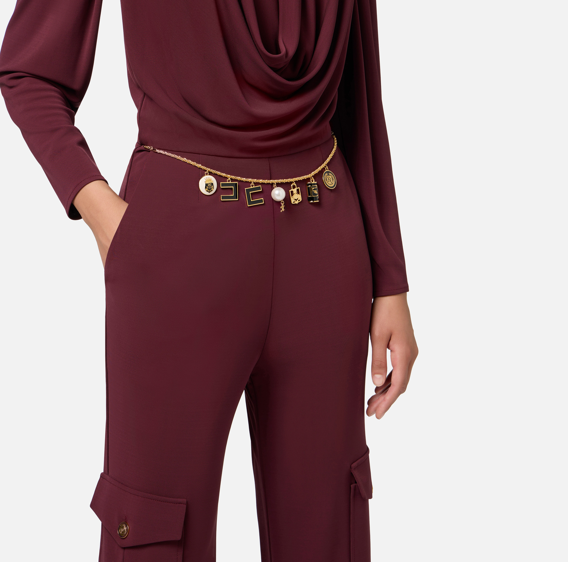 Combinaison en jersey avec ceinture breloques - Elisabetta Franchi® Outlet