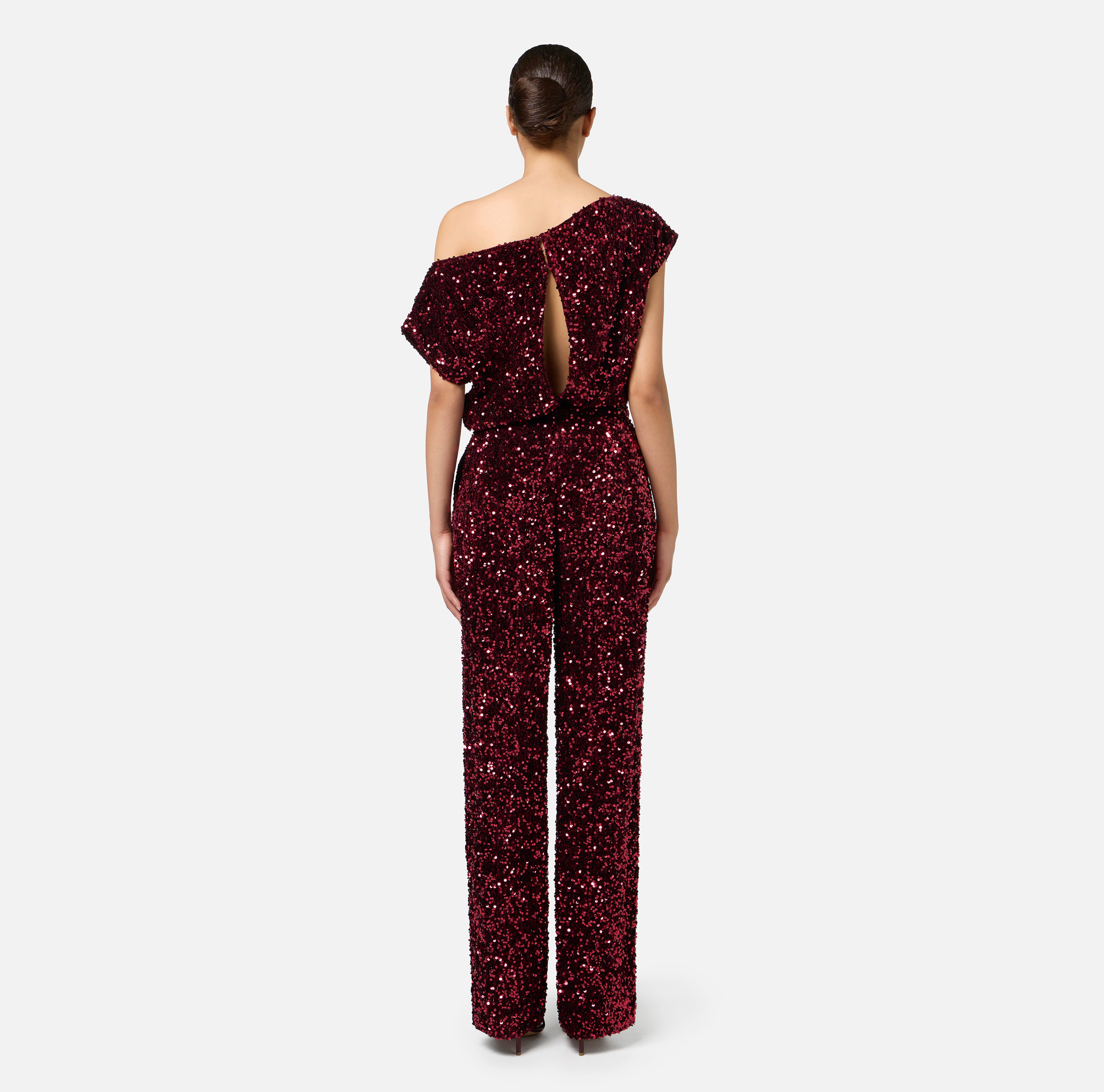 Sequin-embroidered chenille jumpsuit - Elisabetta Franchi® Outlet