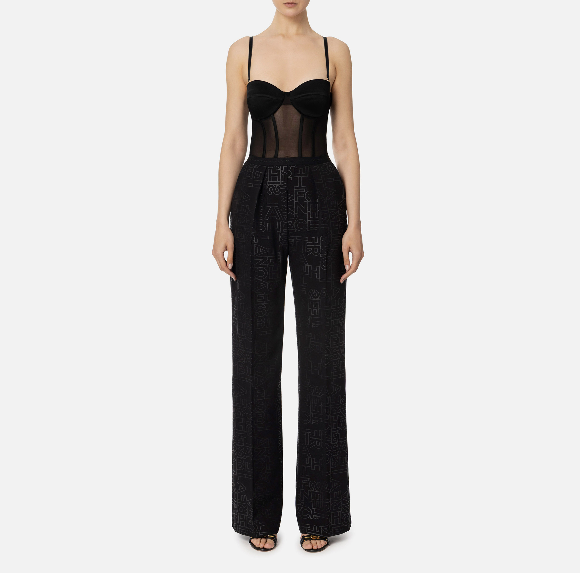 Tulle jumpsuit with bustier top - Elisabetta Franchi® Outlet