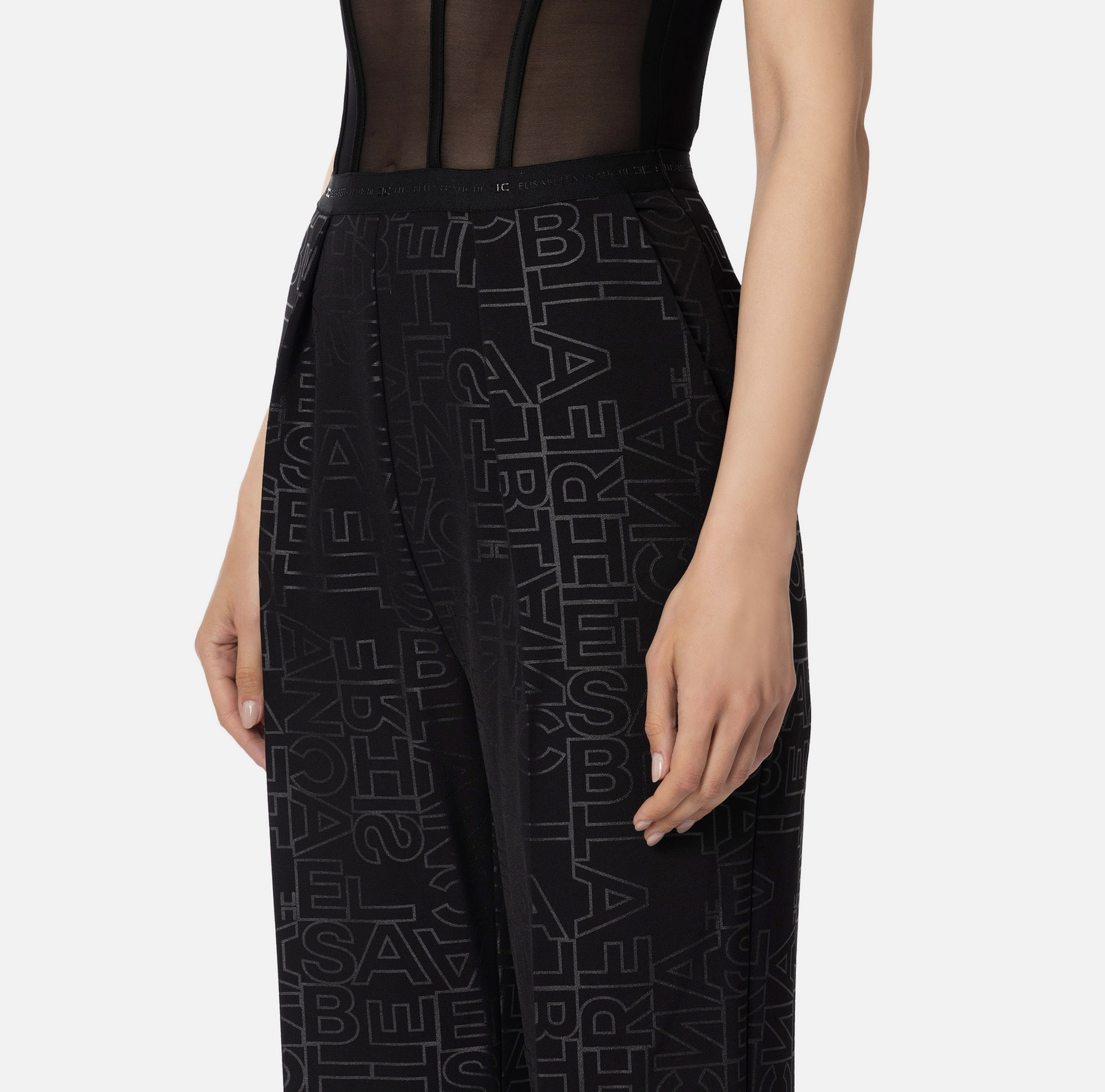 Tulle jumpsuit with bustier top - Elisabetta Franchi® Outlet