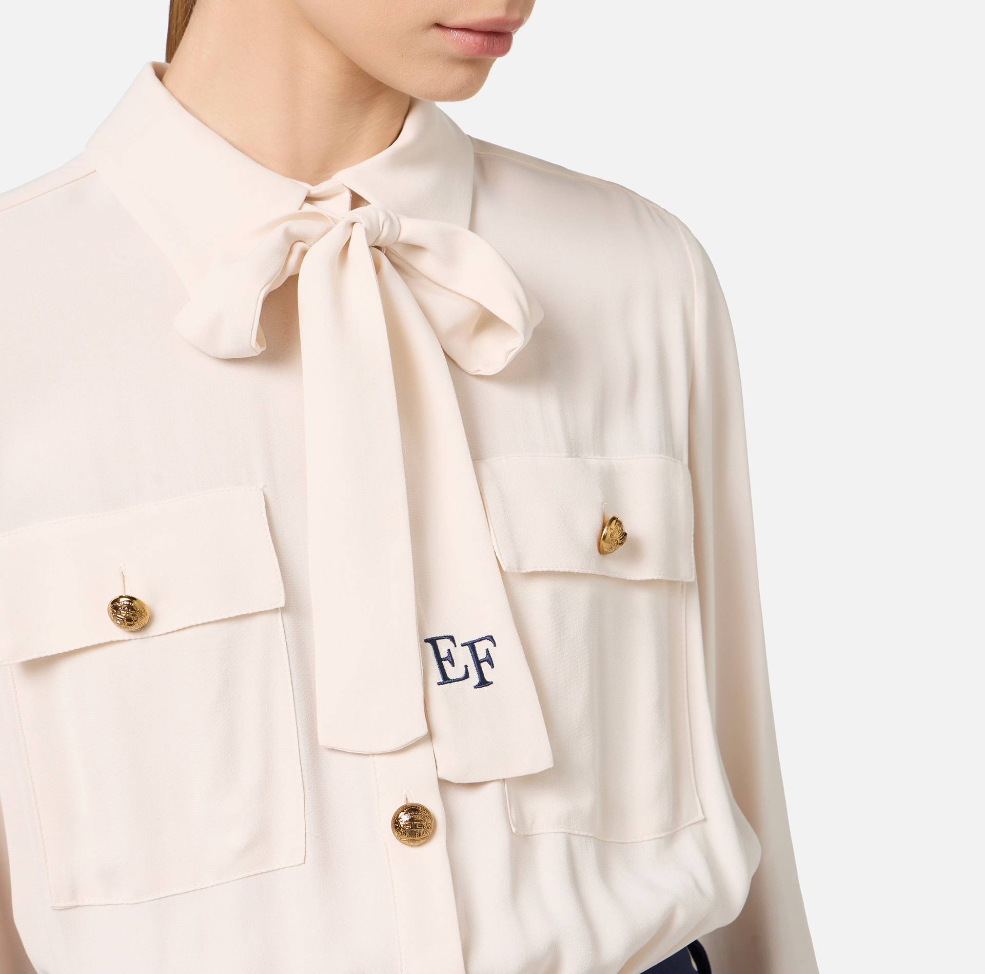 Stretch crêpe jumpsuit with bow - Elisabetta Franchi® Outlet